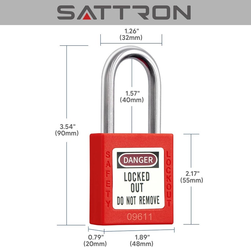 SATTRON Lockout Tagout Lock Red 5pcs Set, Loto Product Padlocks Keyed Different, OSHA Compliant, Loto Locks Safety Locks with Keys for Lock Out Tag Out Stations and Devices - Image 4